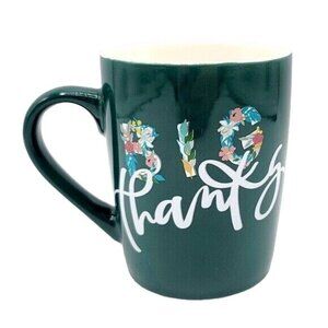 Starbucks BIG Thanks Gift Mug Green 4" Floral 10oz 2020 Mermaid Logo Siren